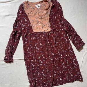 Indi & Cold Floral Flowy Boho Hippie Peasant Style Babydoll Dress Tunic